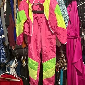 Vibrant Pink and Green Women's Jumpsuit